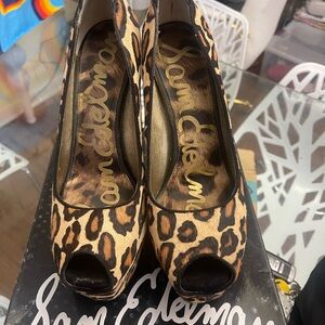 Sam Edelman Animal Print Peep Toe Heels